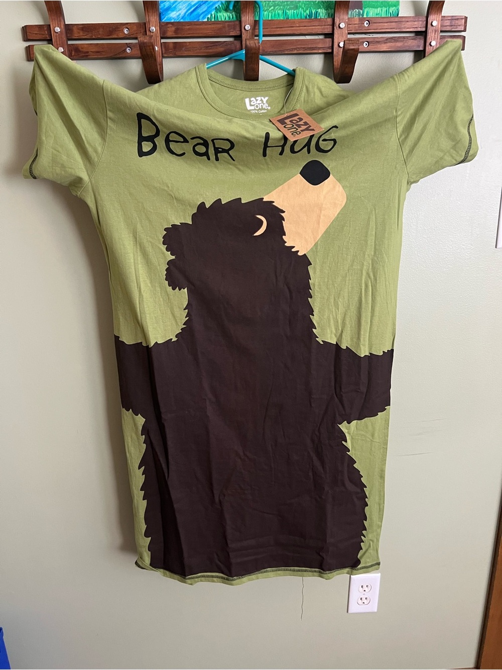 Lazy One Olive Green Bear Hug Nightshirt
